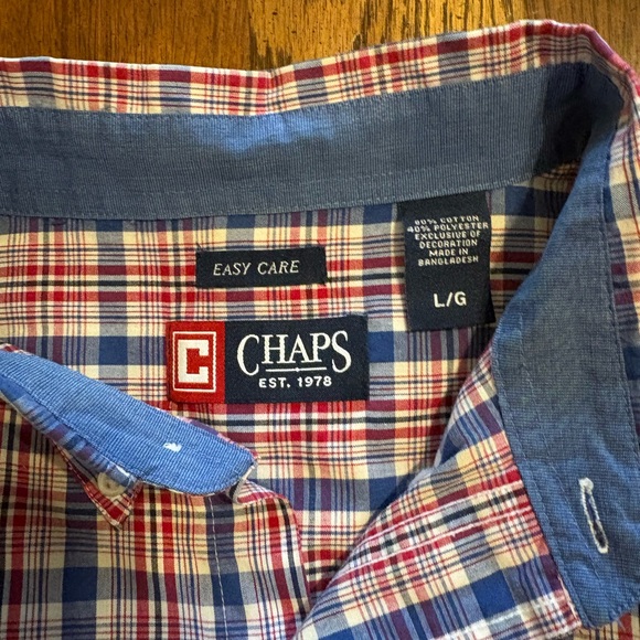 Chaps Red and Blue Checkered Button Down Shirt - Picture 3 of 3